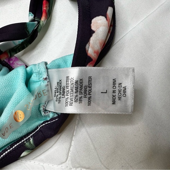 Shade & Shore Coral Purple Floral Bikini Top Size Large - Picture 4 of 5